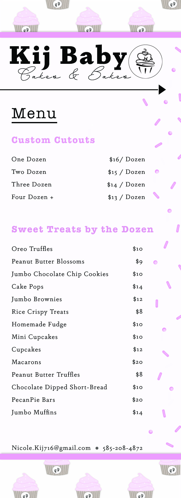 A Menu for Kij Baby Cakes