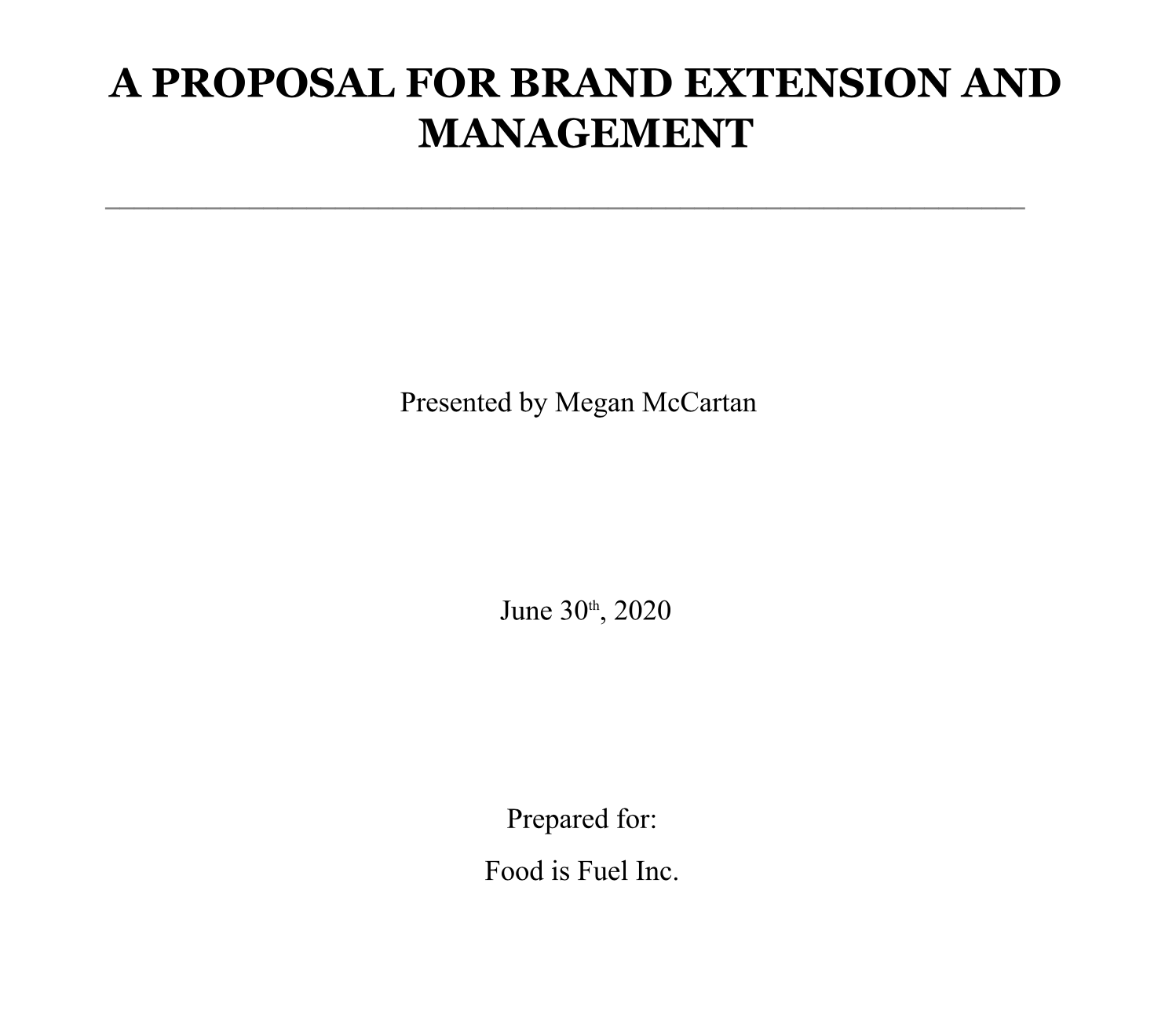 A Marketing Report for Food is Fuel